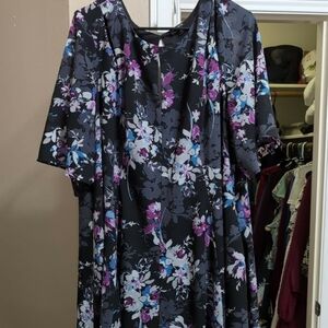 Floral Black and Purple Dress - Size 20